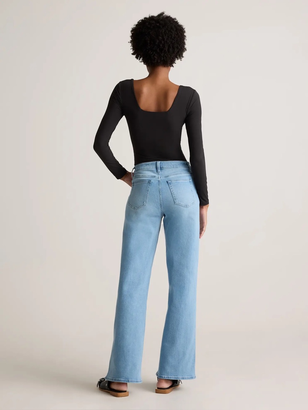 Quince Bella Stretch Wide-Leg High Jeans in Frosted Blue Size 29 - Picture 7 of 8